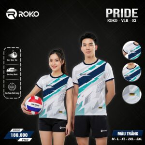 Áo Thể Thao ROKO PRIDE VLB-02 Trắng Chủ Đạo Tia Chớp Xanh