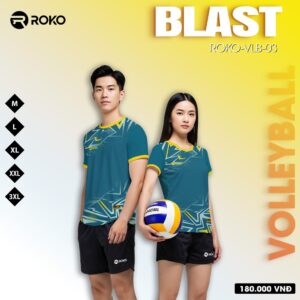 Áo bóng chuyền ROKO VLB-03 BLAST màu xanh ngọc phối vàng
