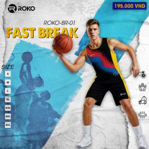 Đồng phục bóng rổ ROKO-BR-01 màu đen phối đỏ vàng