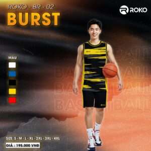 Áo Bóng Rổ ROKO BR-02 BURST - Màu Đen Vàng Năng Động