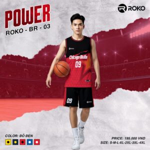 Bộ Đồ Bóng Rổ ROKO BR-03 Màu Đỏ Đen – Phong Cách Mạnh Mẽ, Đậm Chất Chiến Binh