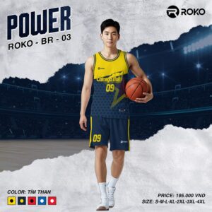 Bộ đồ thể thao ROKO BR-03 màu tím than phối vàng nổi bật
