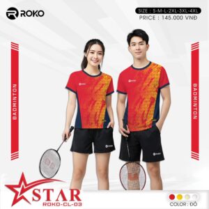 Áo Cầu Lông ROKO CL-03 STAR Màu Đỏ Năng Động