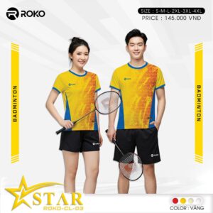 Áo Cầu Lông ROKO-CL-03 Màu Vàng Năng Động