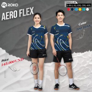 Áo Cầu Lông ROKO AERO FLEX Màu Tím Than - Mã ROKO-CL-04
