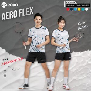 Áo Cầu Lông ROKO AERO FLEX Màu Trắng
