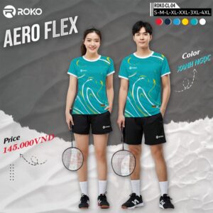 Áo Cầu Lông ROKO AERO FLEX Xanh Ngọc - Năng Động, Thoáng Mát