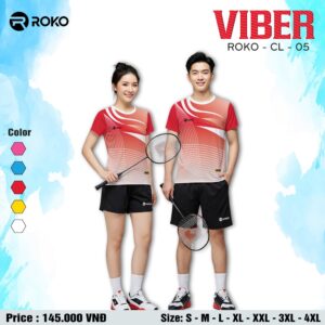 Bộ đồ thể thao cầu lông Roko Viber ROKO - CL - 05 màu Đỏ Trắng