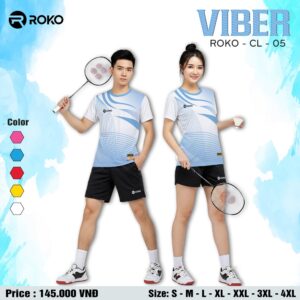 Áo thể thao cầu lông VIBER ROKO - CL - 05 trắng xanh dương