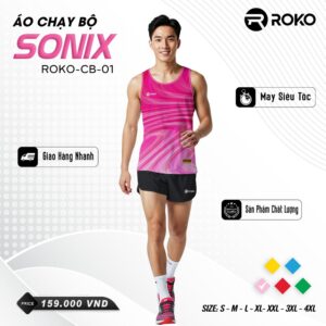 Áo chạy bộ SONIX ROKO-CB-01 màu hồng neon lượn sóng