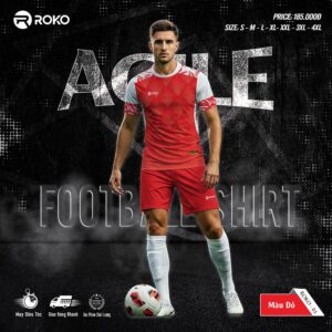 Áo Không Logo ROKO 01 Agile Màu Đỏ - Bộ Đồ Bóng Đá Thiết Kế Năng Động