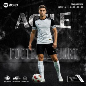 Áo bóng đá ROKO-01 Agile trắng đen - Phong cách mạnh mẽ, thể thao vượt trội