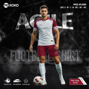 Áo Bóng Đá ROKO AGILE Trắng - Đỏ Đô