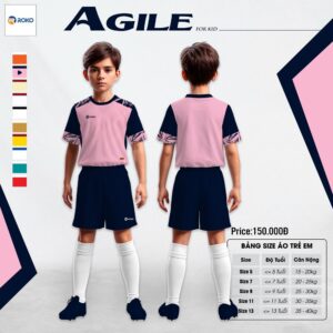 Áo thể thao ROKO Agile For Kid - Hồng Pastel Navy