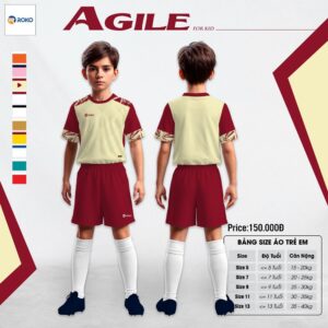Đồng phục thể thao trẻ em AGILE đỏ đô vàng nhạt - Năng động và nổi bật