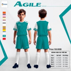 AGILE for Kid – Bộ đồ thể thao trẻ em màu xanh ngọc lam năng động