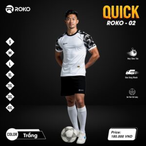 Áo bóng đá ROKO QUICK - 02 Màu Trắng Form Ôm Thoáng Mát