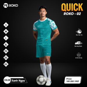 Áo đấu ROKO QUICK 02 màu xanh ngọc - Trẻ trung, năng động cho trận cầu rực lửa