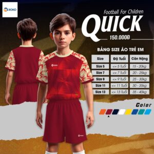 Áo Bóng Đá Trẻ Em Roko Quick Màu Đỏ Đô - Cá Tính & Năng Động