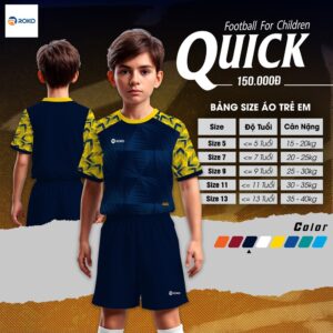 Áo Bóng Đá Trẻ Em QUICK Màu Tím Than Phối Vàng - Cá Tính & Năng Động