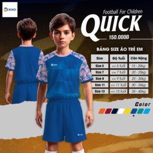 Bộ quần áo bóng đá trẻ em ROKO QUICK màu xanh bích