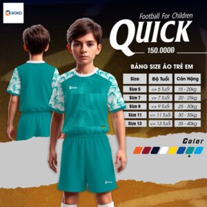Áo đá bóng trẻ em Quick màu xanh ngọc - Roko