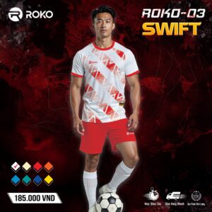 Áo Bóng Đá ROKO-03 SWIFT - Màu Trắng Đỏ Năng Động