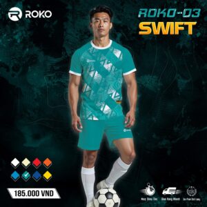 Áo thể thao không logo ROKO-03 SWIFT màu xanh ngọc - Thoáng khí, trẻ trung, năng động