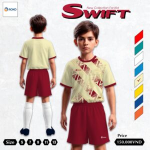 Roko Swift Trẻ Em Màu Kem và Đỏ Bordeaux – Bộ Đồ Thể Thao Năng Động Cho Bé