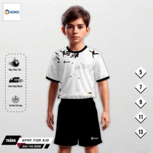 Bộ Đồ Thể Thao Trẻ Em Roko Spry - Trắng Đen Năng Động