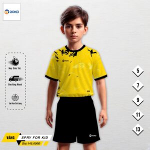 Áo thể thao trẻ em màu vàng Roko 04 SPRY - Không logo, năng động và cá tính