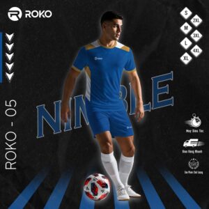 Áo Không Logo ROKO 05 Nimble Màu Xanh Navy - Phối Vàng Đồng & Trắng