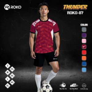Áo thể thao ROKO-07 THUNDER màu đỏ đô mạnh mẽ, nam tính