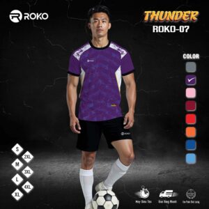 Áo thể thao ROKO Thunder ROKO-07 màu tím than họa tiết sấm