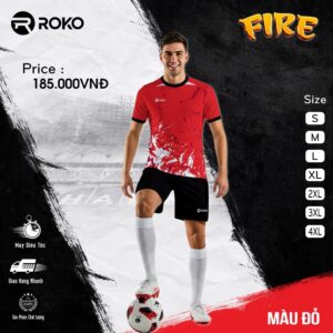 Áo bóng đá ROKO FIRE màu đỏ cực cháy - không logo