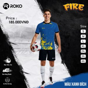 Áo bóng đá không logo ROKO 08 Fire – Xanh Bích phối Vàng