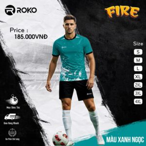 Áo Không Logo ROKO 08 Fire Màu Xanh Ngọc