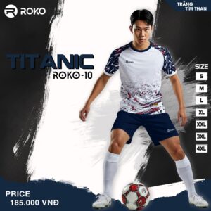 Áo thể thao ROKO-10 TITANIC - Trắng phối Tím than
