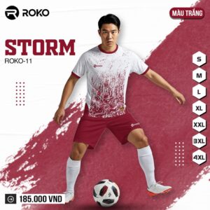 Bộ đồ thể thao STORM ROKO-11 trắng đỏ đô