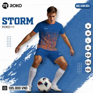 Áo Không Logo ROKO 11 STORM Màu Xanh Bích
