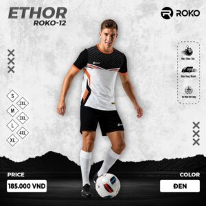 Áo thể thao ETHOR ROKO-12 màu đen trắng cam