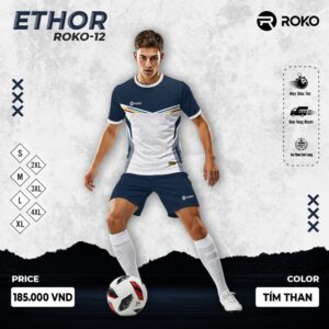 Áo thể thao ETHOR ROKO-12 màu tím than trắng